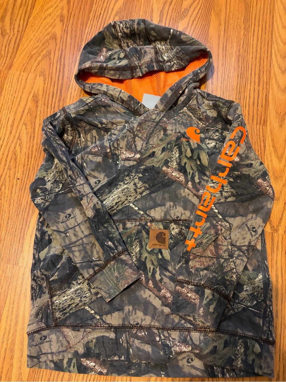 Carhartt Kids Camo Hoodie with Orange Logo